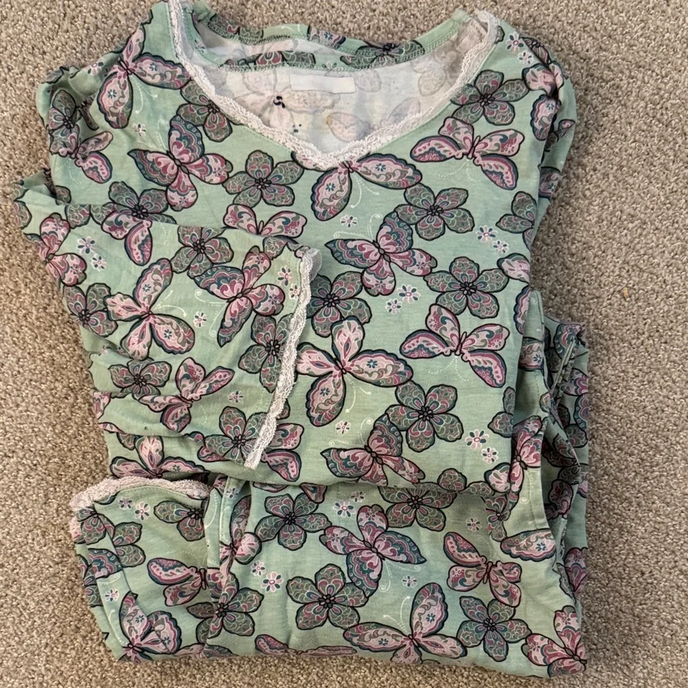 Silverts Adaptive Wear Butterfly Floral Lounge Set - Top and Bottom Sz: LG - Picture 8 of 9